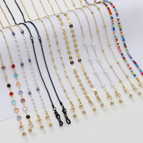 眼镜链女挂脖时尚个性彩色米珠链墨镜挂绳防丢链条眼睛链