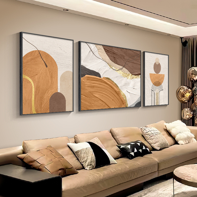 轻奢抽象客厅装饰画现代简约大气沙发背景墙挂画高档艺术三联壁画