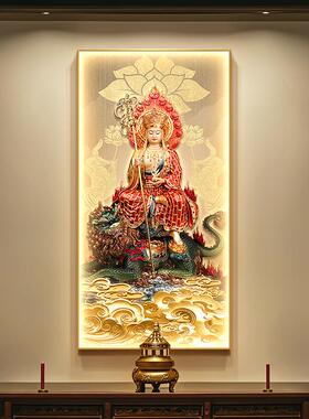 地藏王菩萨画像家用供奉结缘佛像装饰画骑谛听坐像佛堂寺庙壁画灯