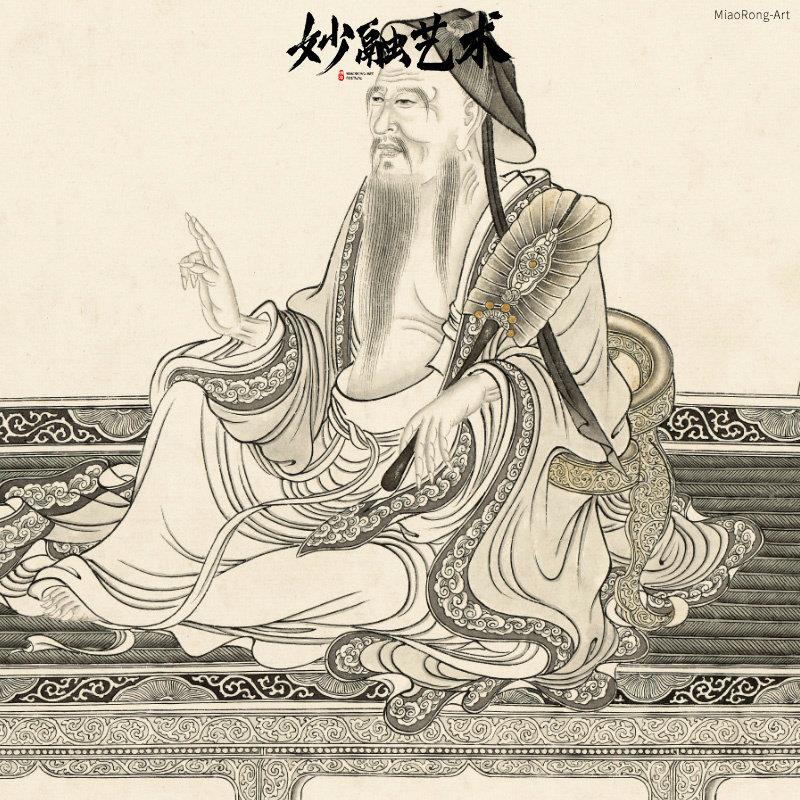 维摩演教图维摩诘画像古代佛像人物禅意新中式客厅装饰画茶室挂画