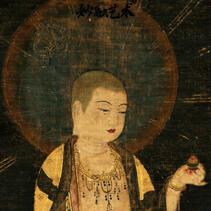 地藏菩萨画像地藏王佛像挂画禅意装饰画佛堂走廊过道壁画古画仿古