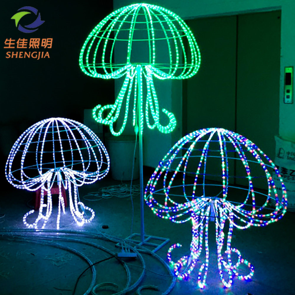 led海洋世界主题公园灯光秀 滴胶发光热带小鱼水母河蚌造型灯