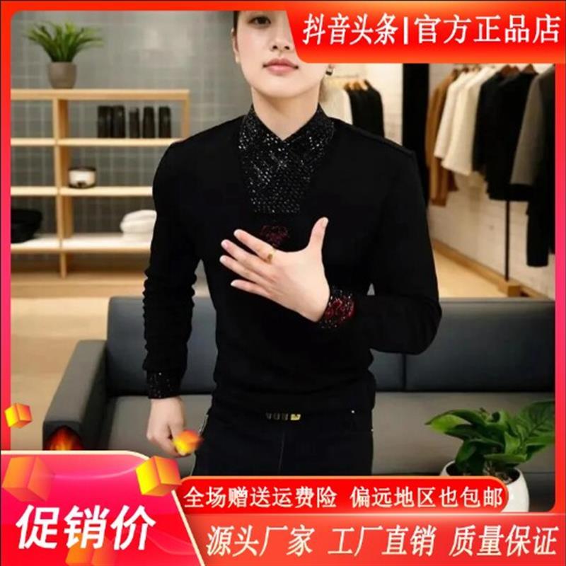 九陌先生男装2025红XM鬃烈马新款加绒卫O衣高端长袖简约修身轻奢