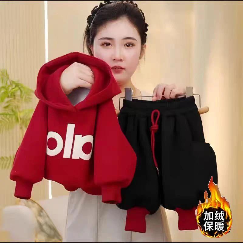 承丰元精E品店男童加绒卫衣套装中小童时髦上衣潮牛仔裤加绒两件