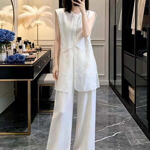 真值良品女装韩系轻奢慵懒风套装2026新款雪纺纱无袖短袖阔腿裤