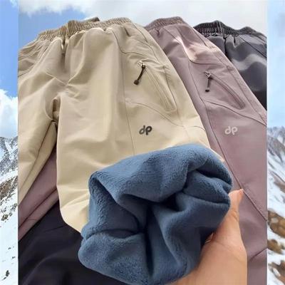 焱启家居服饰冬季新款儿童休闲X长裤冲锋裤男女加绒保暖松紧带裤