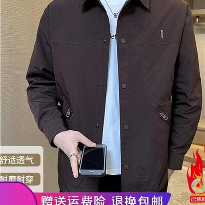龙普男装店简约休闲男士夹克y商务外套翻领韩版百搭上衣新款纯色