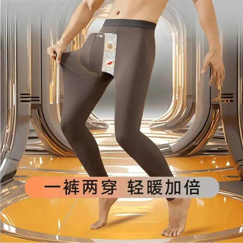 2彩睐服饰保暖秋裤秋冬新款男士芭比裤免穿内裤二合一成人保暖