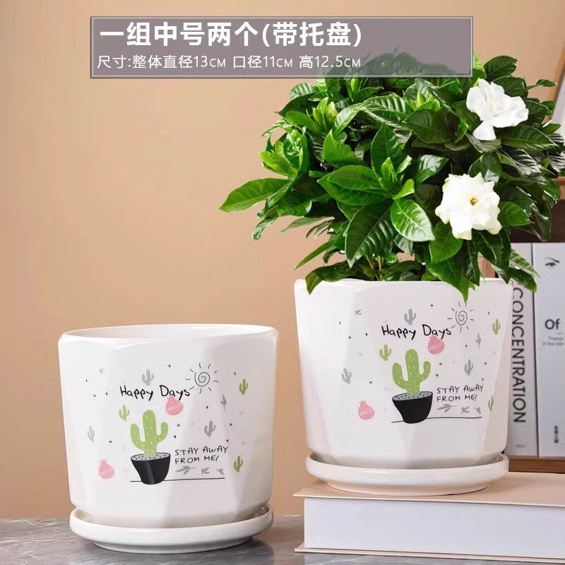 多肉花盆陶瓷特价清仓大号多肉植物托盘绿萝创意简约大口径小花盆