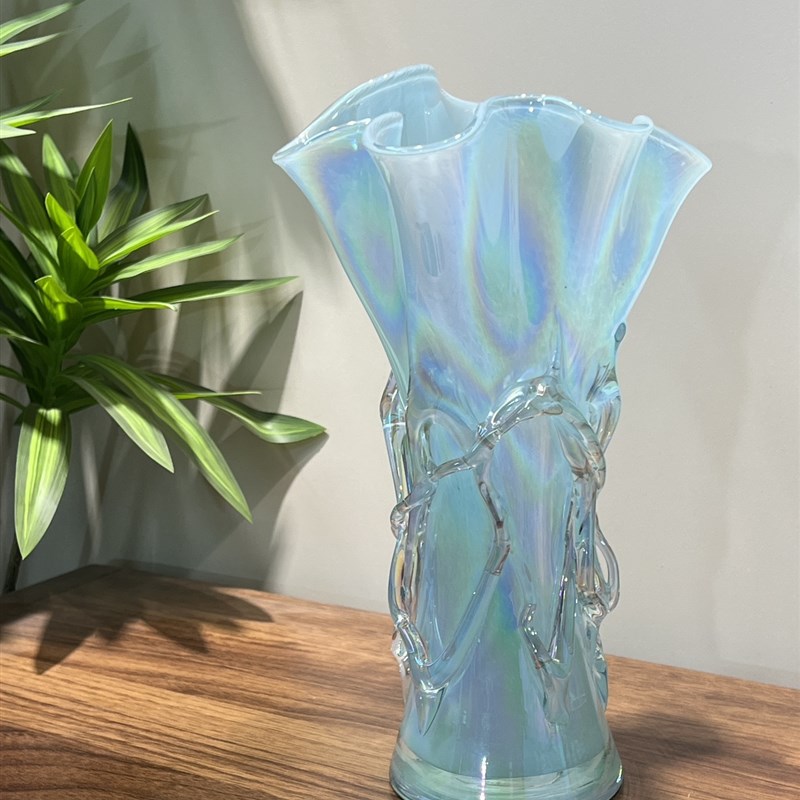蓝色花边花瓶手工白菜花瓶家居好物客厅摆件卧室摆件桌面简约花瓶
