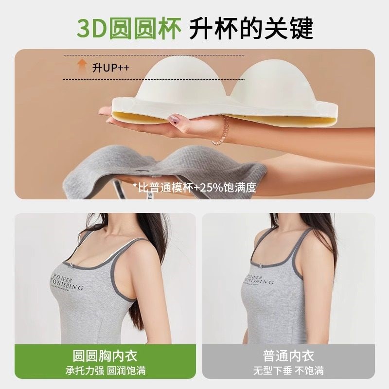 PINK圆圆胸小胸内衣女聚拢显大无钢圈无痕美背抹胸无肩带文胸罩