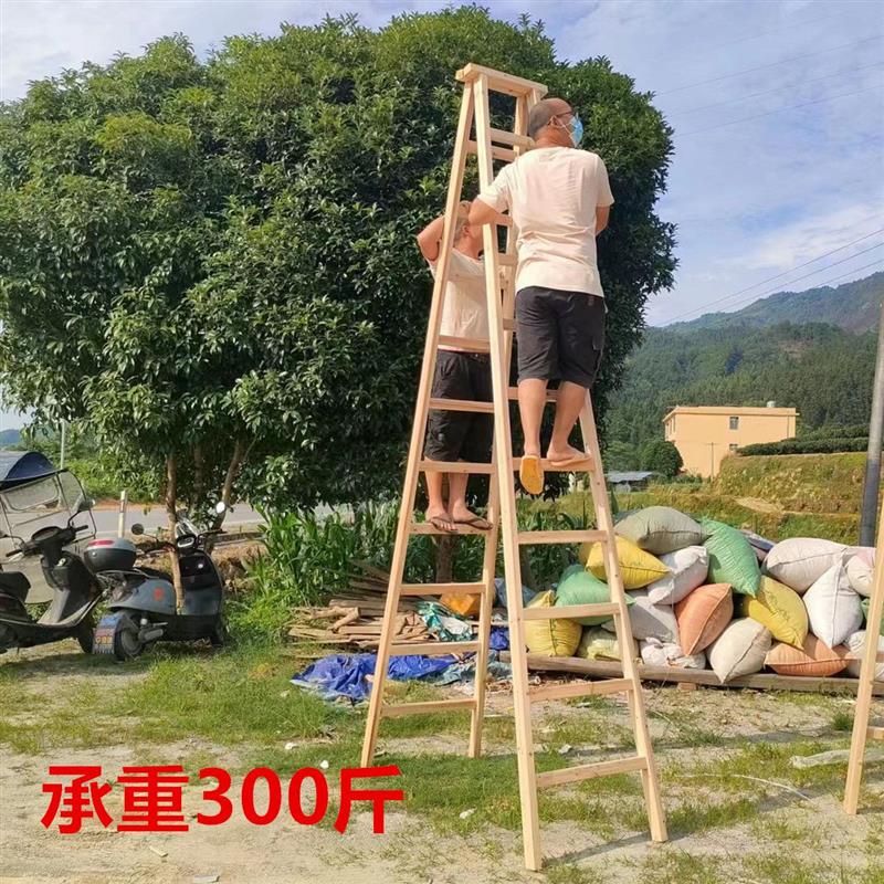 实木加厚特粗稳固人字梯家用折叠梯装修木梯子木头梯加厚安全性强