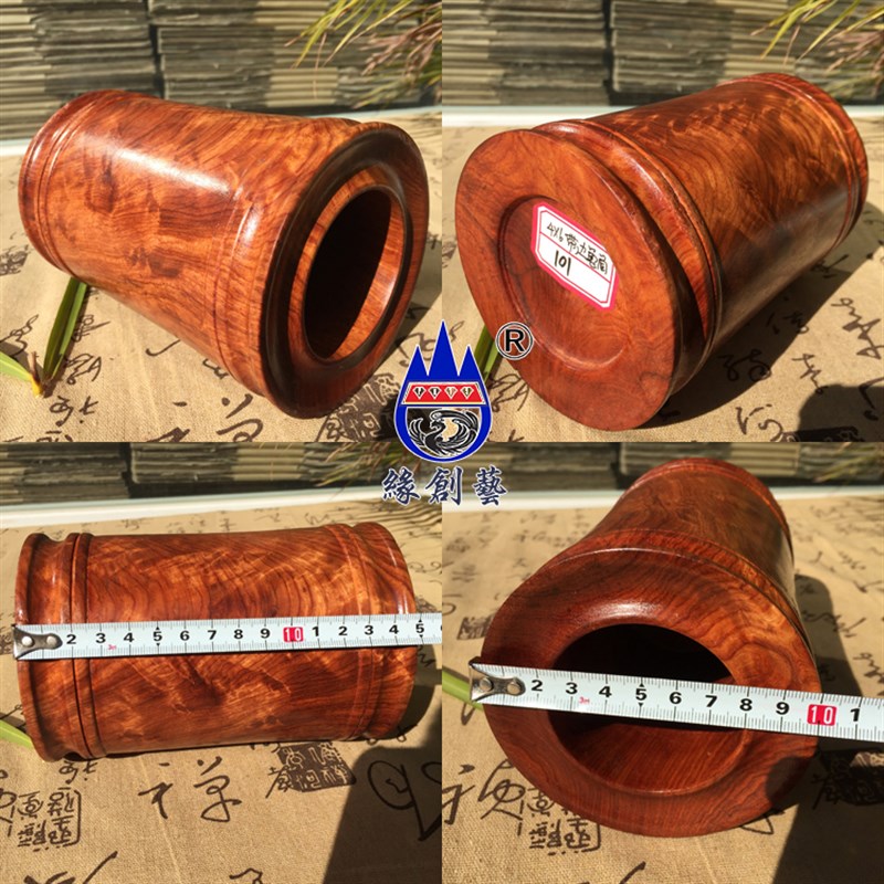 红木笔筒缅甸花梨实木质笔插一物一图多功能收纳罐整木料摆件笔盒