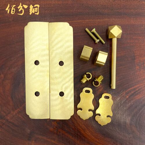 纯铜云龙柜门素面直条铜拉手中式仿古书柜顶箱柜鞋柜装饰门牌把手