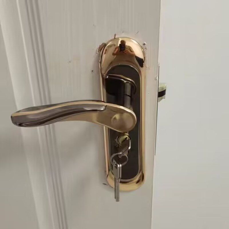 卧室门锁家用通用型室内房间门锁老式门把手黑色锁具静音旧门换锁