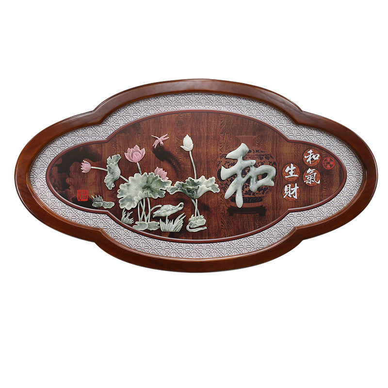 新中式实木玄关画客厅装饰画沙发背景墙壁画床头走廊立体浮雕挂画
