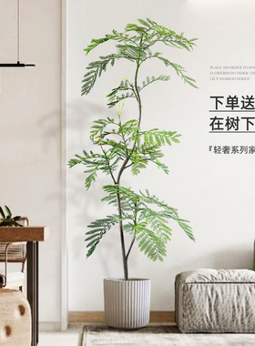 仿真绿色植物高端轻奢蓝色的花楹盆栽假植物装饰仿真室内摆件高级