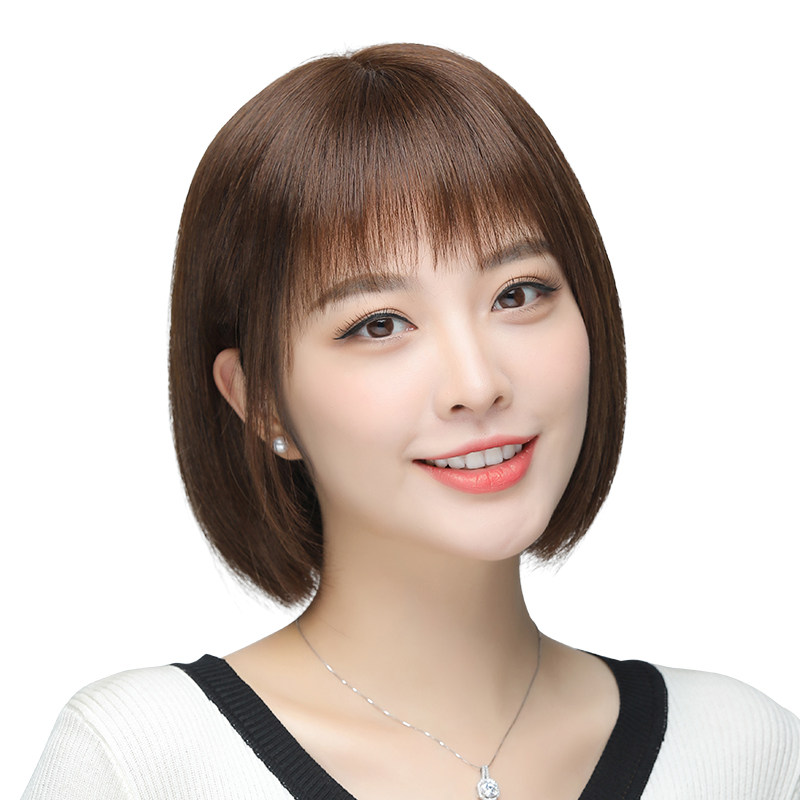 假发全头套女短发真发全真人发波波头中老年女士假发套自然真头发