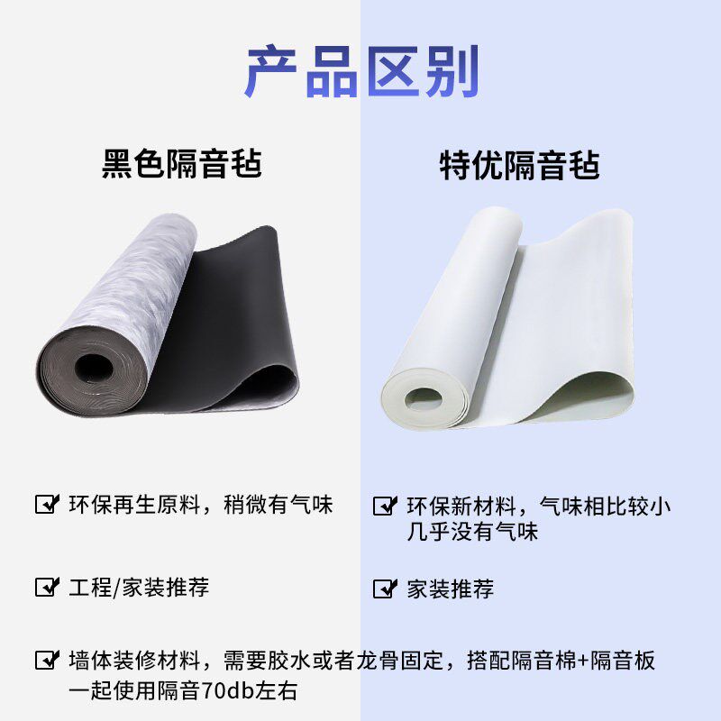 环保阻尼隔音毡墙体家用卧室隔音板地面悬吊式天花板高密度吸音毯