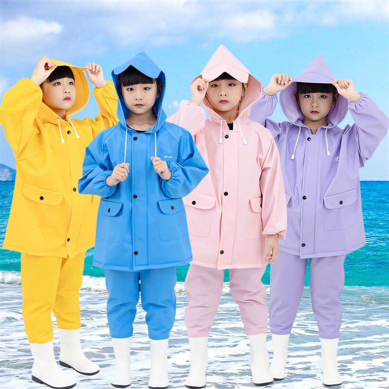 儿童分体雨衣雨裤雨鞋套装赶海小孩连体衣防水幼儿园全身玩沙服