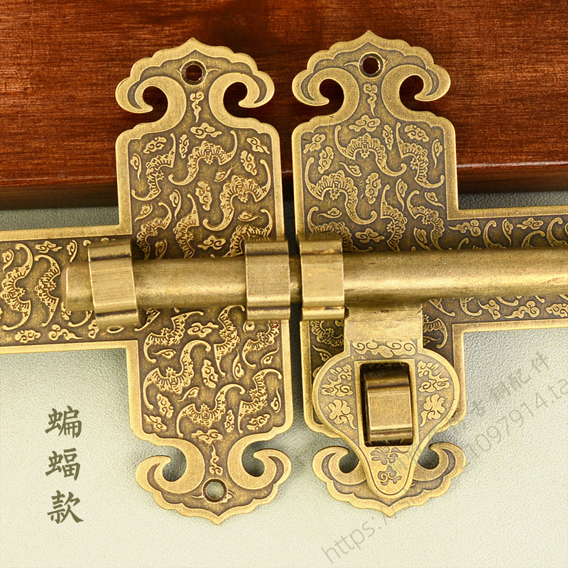 老式仿古大木门纯铜加厚横插销式门锁门栓带锁复古加长门卡扣搭扣