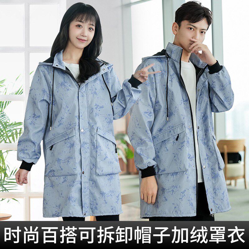 男士加绒罩衣工作服情侣发型师围裙2023新款网红防水棉罩衣女冬季