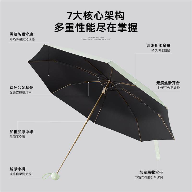 太阳伞小巧便携防紫外线女胶囊伞晴雨两用黑胶防晒遮阳伞超轻加厚