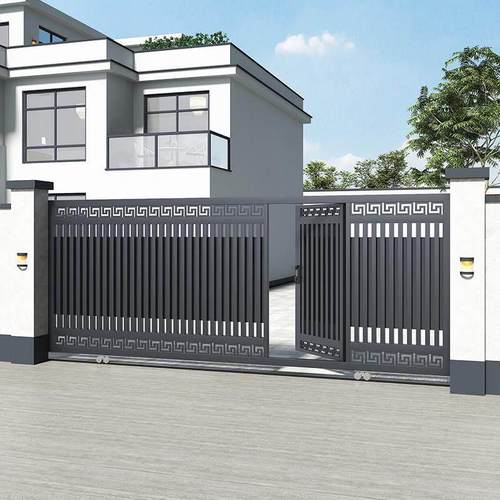 现代铝合金电动平移门户外别墅大门庭院车库门铝艺推拉门电动定制