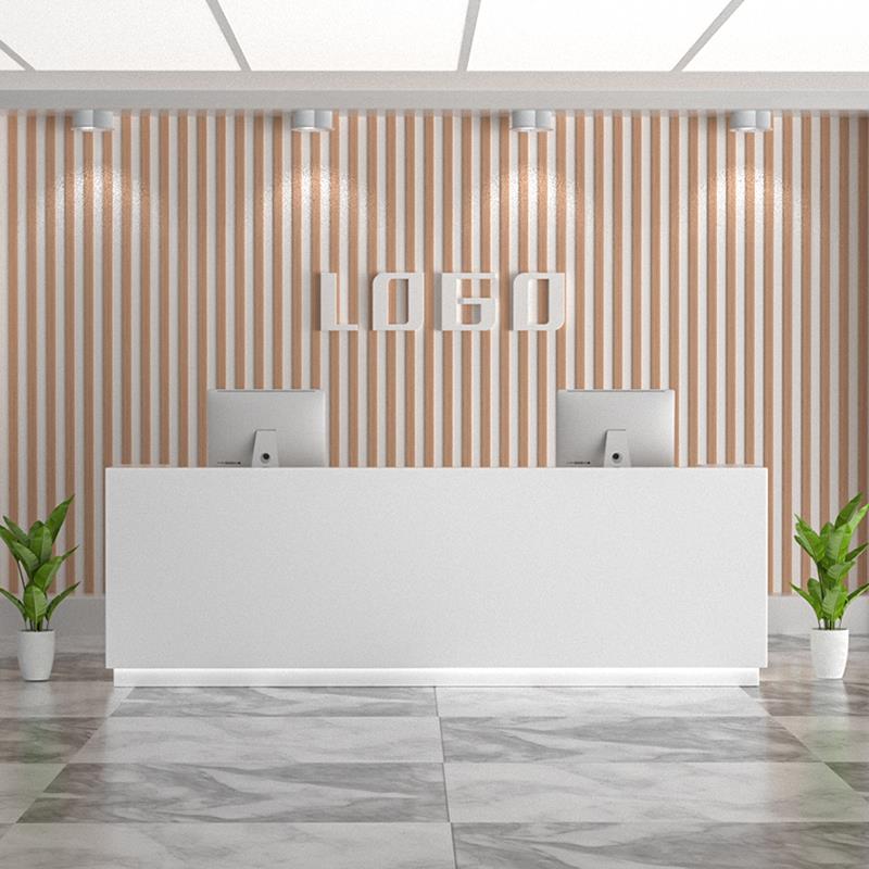 需定制服装店吧台鞋店收银台白色烤漆形象台公司前台接待台简约现