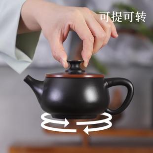 建水紫陶茶壶高档家用茶具纯手工紫陶壶汉瓦壶可提可转凤鸣壶 正品