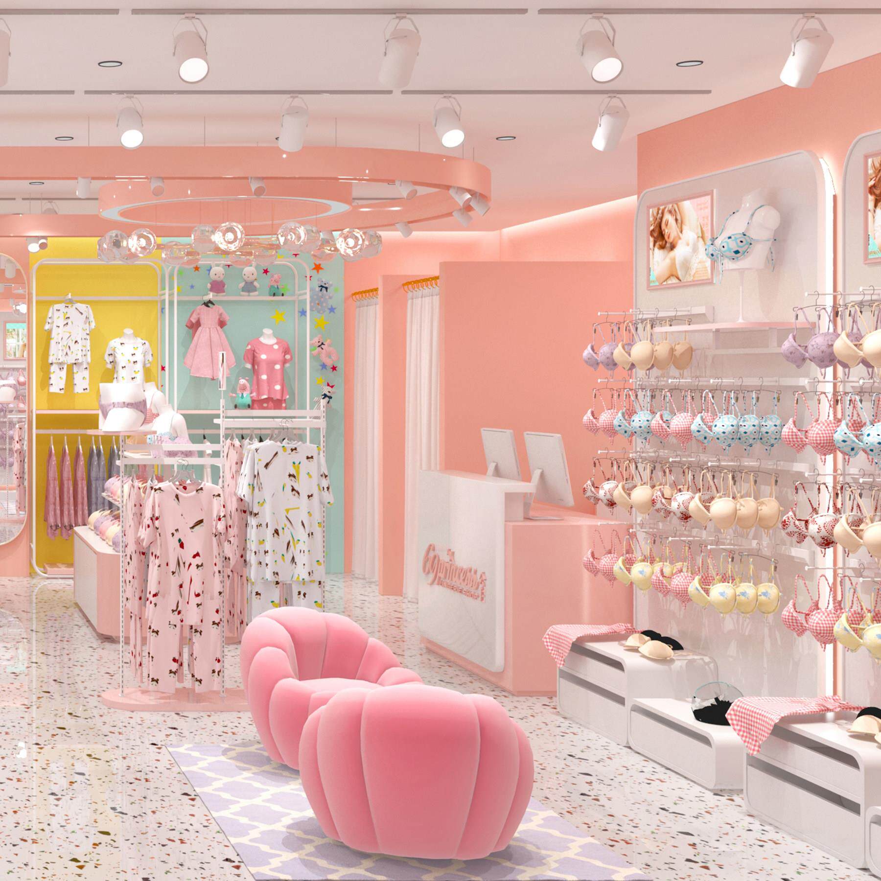 免费设计家居服展厅内衣展示柜内裤袜子陈列架文胸货架中岛柜女装