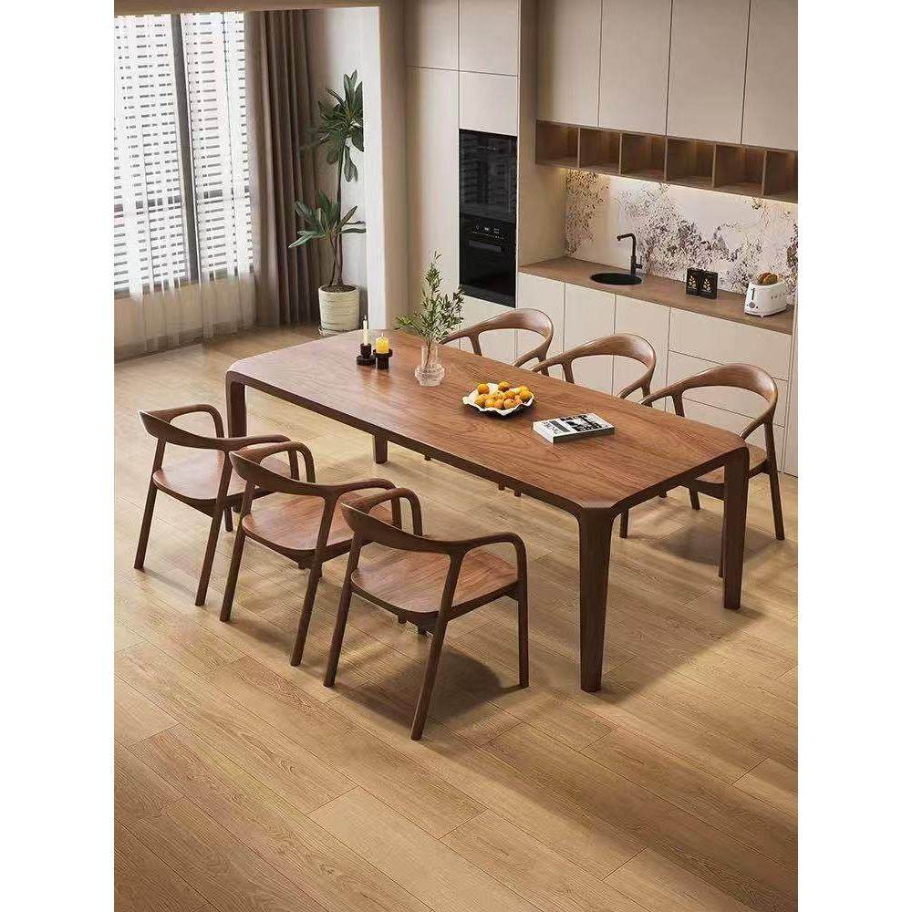 胡桃木实木餐桌长方形家用餐厅吃饭桌椅组合客厅原木茶桌书桌一体,住宅家具,实木餐桌,淘宝优惠券,粉丝福利购,淘宝优惠卷