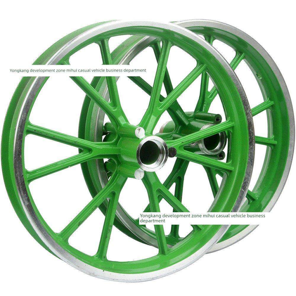 迷你摩托车配件 49CC两冲程小利亚小阿波罗2.50-10寸轮毂钢圈绿色
