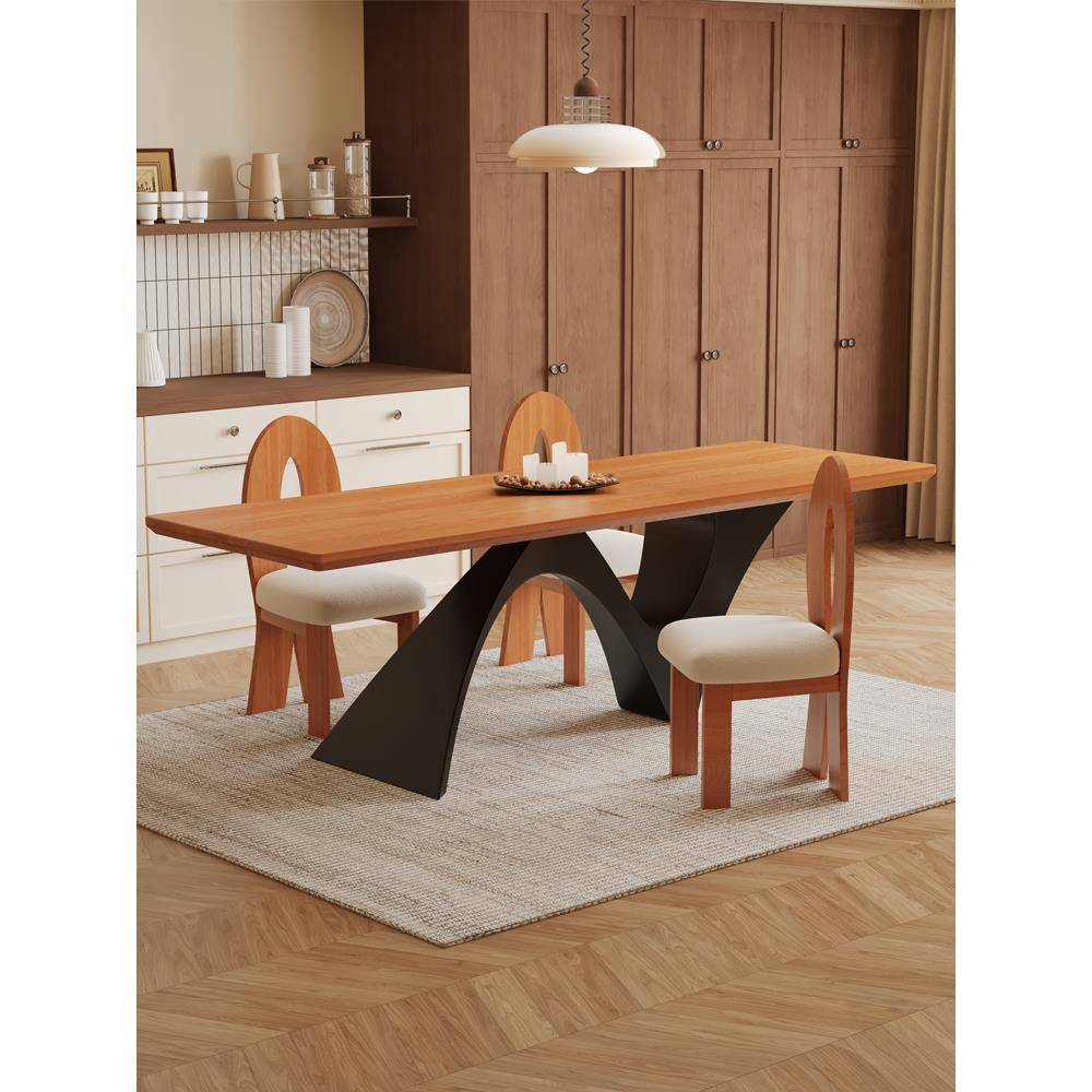 需定制中古风餐桌椅实木会议桌长桌复古白蜡木书桌办公桌原木大板