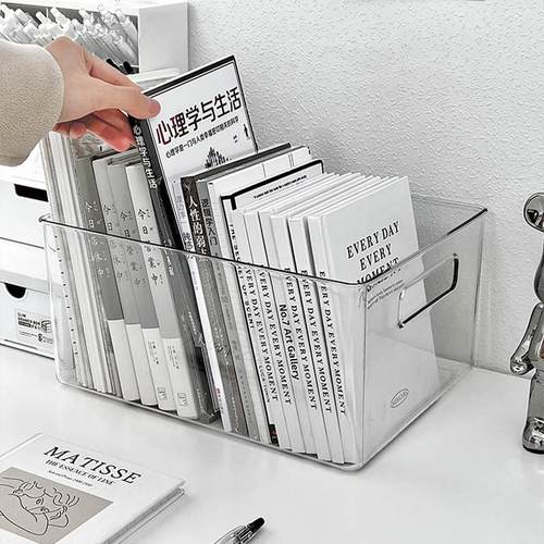 压克力桌面收纳盒透明宿舍书桌文具书本置物架整理箱办公室文件筐
