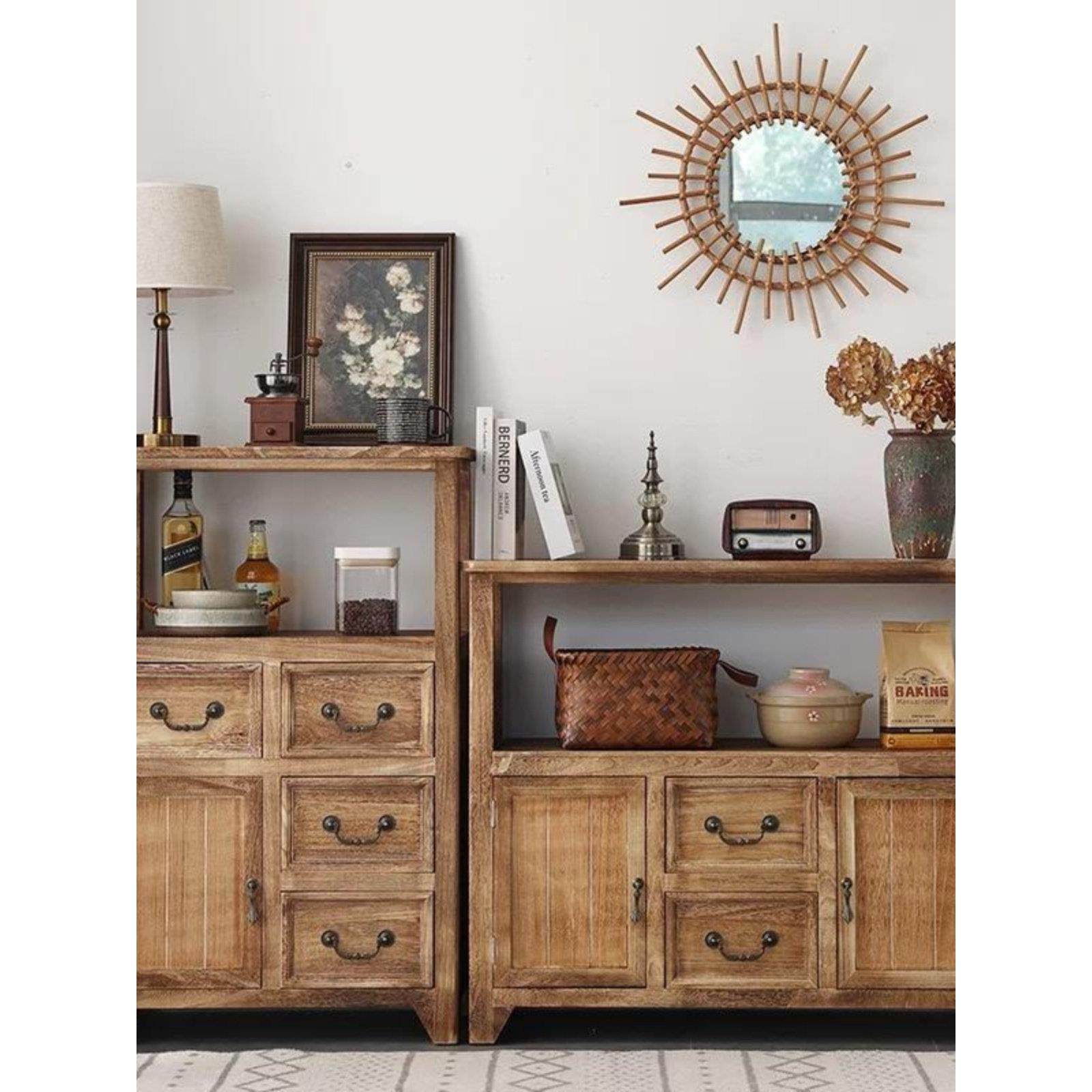 实木覆古斗柜美式餐边柜做旧客厅收纳柜储物柜入户玄关柜阳台置物,住宅家具,餐边柜,淘宝优惠券,粉丝福利购,淘宝优惠卷