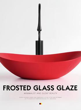 北欧创意台上盆洗手盆单盆红色卫生间台面洗手盘陶瓷洗脸盆洗漱池