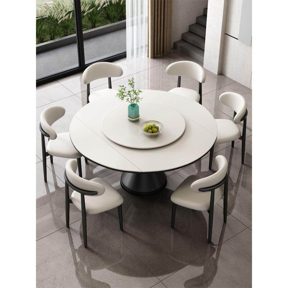 岩板餐桌椅组合2025新款家用现代简约圆形饭桌可变圆桌可伸缩桌子,住宅家具,岩板餐桌,淘宝优惠券,粉丝福利购,淘宝优惠卷