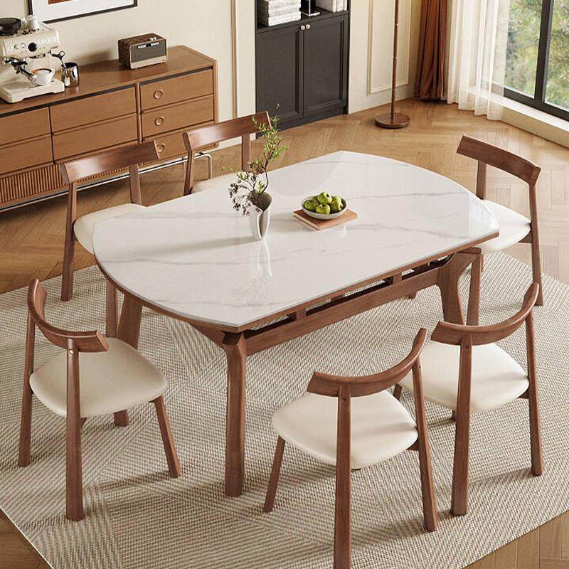 中古奶油风实木岩板餐桌椅2025新款家用小户型可伸缩折叠圆形饭桌,住宅家具,岩板餐桌,淘宝优惠券,粉丝福利购,淘宝优惠卷