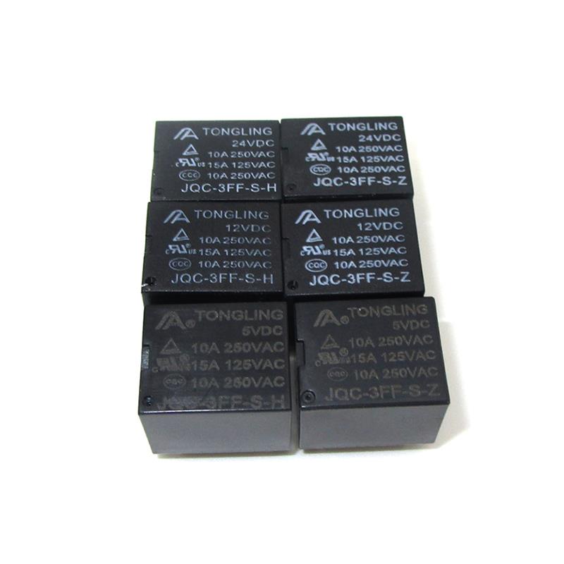 小型电磁继电器JQC-3FF-S-H -Z 5V 12V 24V 四脚 SRD T73 10A 15A