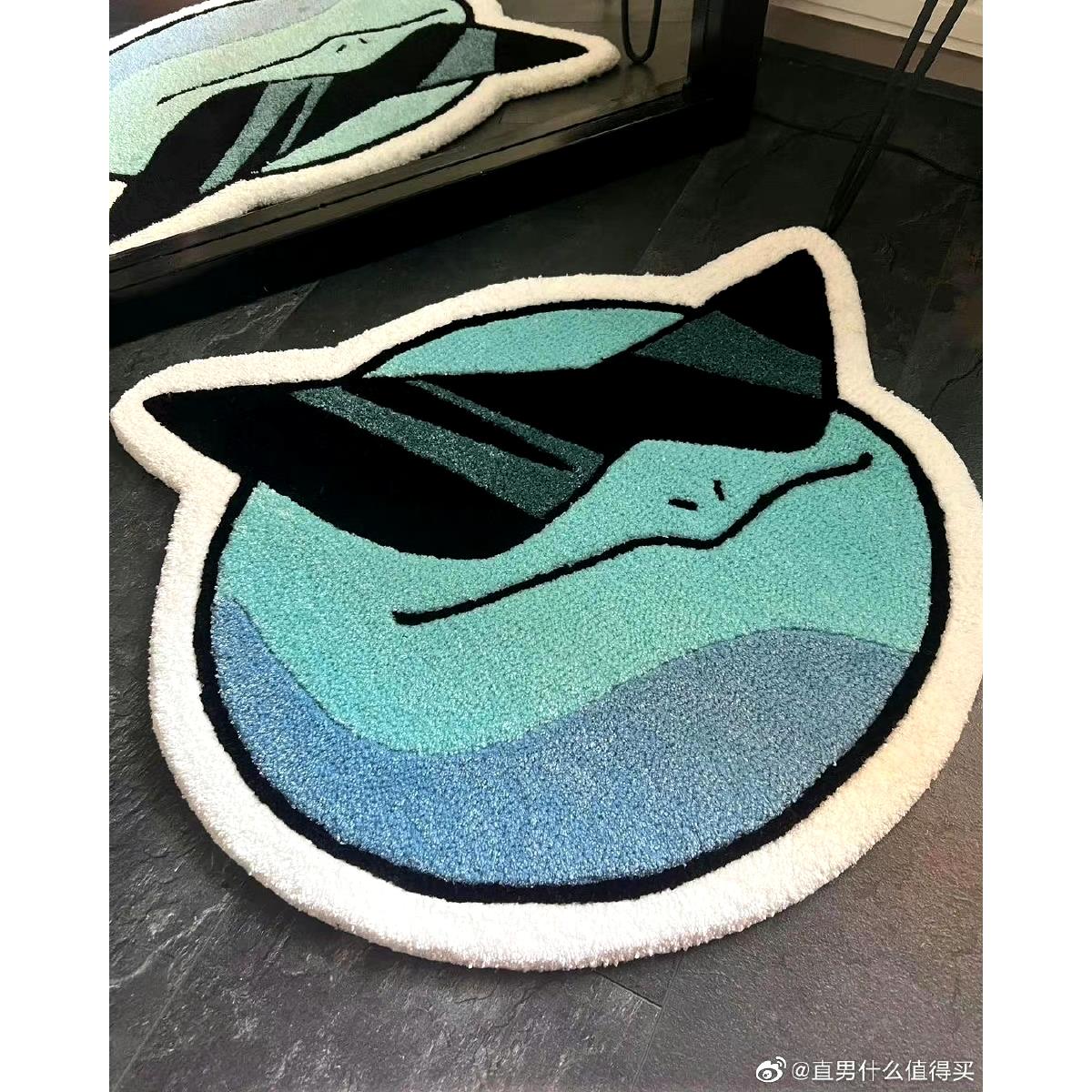 墨镜杰尼龟脚垫子卧室床边毯羊羔绒吸水浴室地毯卫生间入户门地垫