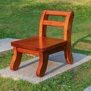 红木家俱缅甸花梨木儿童矮凳靠背小椅子大果紫檀实木门口换鞋凳子