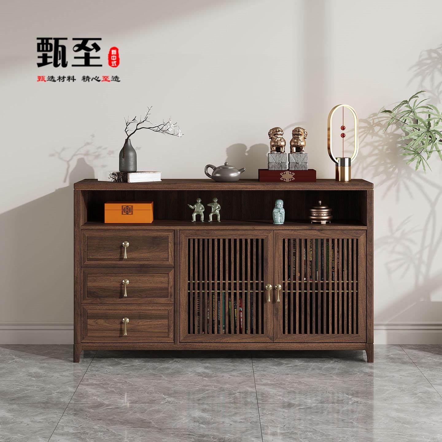 【行舟】北美黑胡桃实木餐边柜宋式美学现代客厅玄关置物装饰边柜,住宅家具,餐边柜,淘宝优惠券,粉丝福利购,淘宝优惠卷