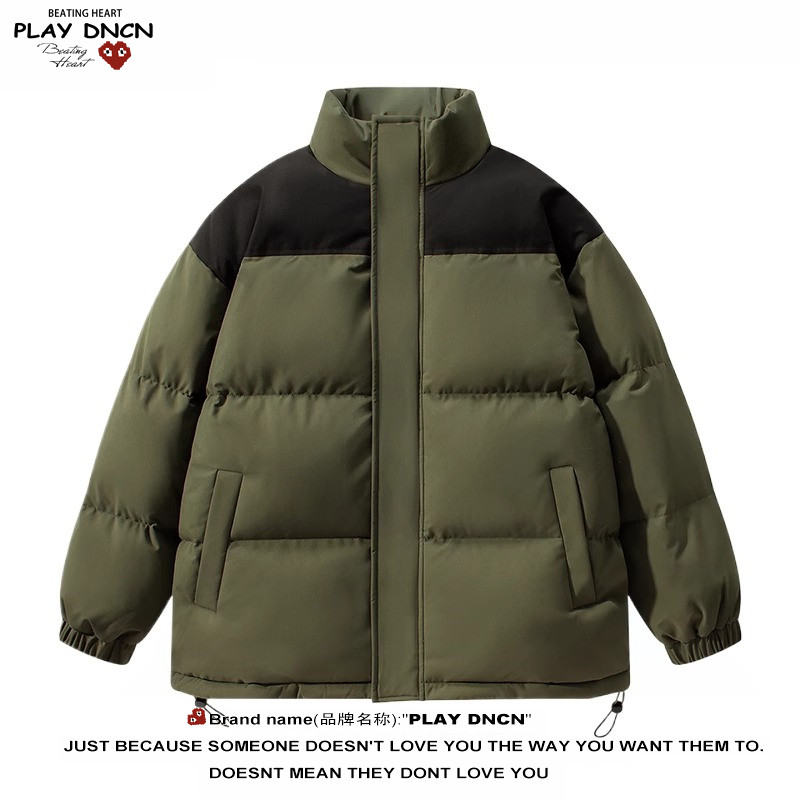 PLAY DCDN情侣棉衣外套男秋冬季宽松防风连帽加绒加厚夹克男女