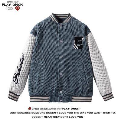 PLAY DCDN美式复古棒球服男2025冬季新款休闲夹克外套