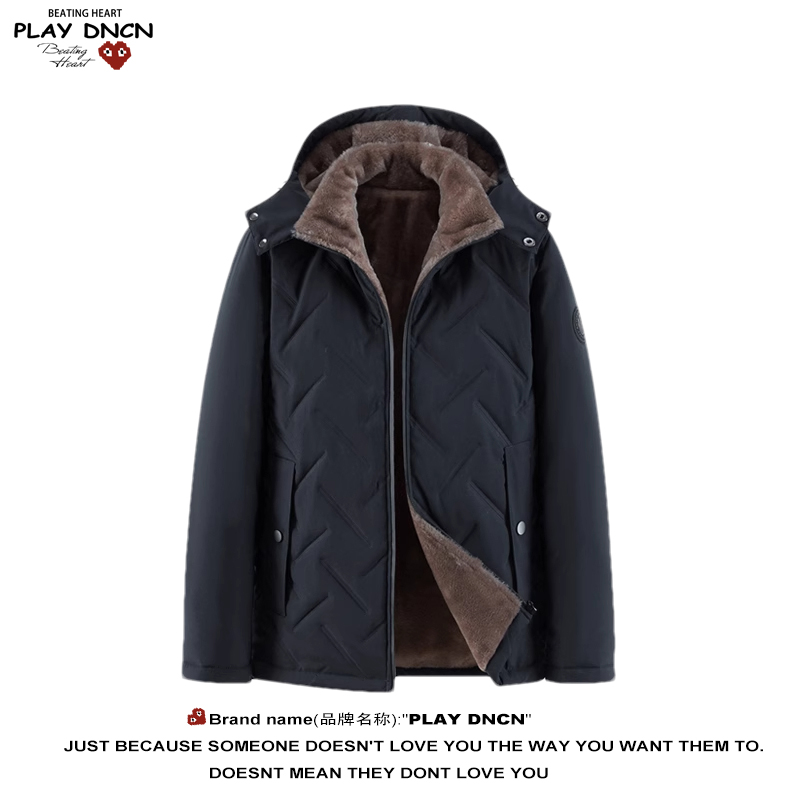 PLAY DCDN加绒定制图案帽子可脱卸袋口打明扣设计棉衣