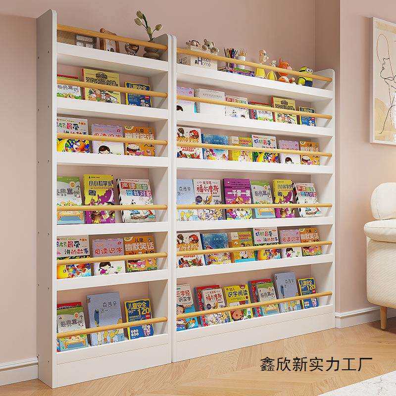 实木门后书架儿童阅读区书柜玄关收纳架落地多层壁挂墙上新款架子