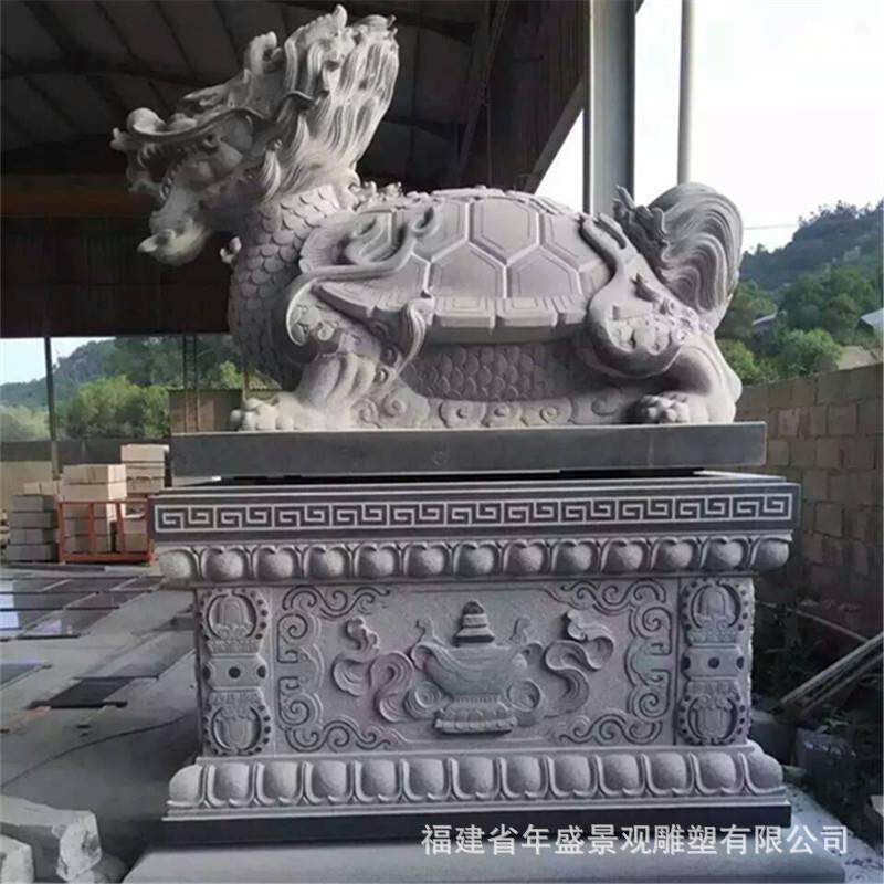 石材雕刻乌龟 庭院景观雕塑龙头龟摆件 动物雕塑