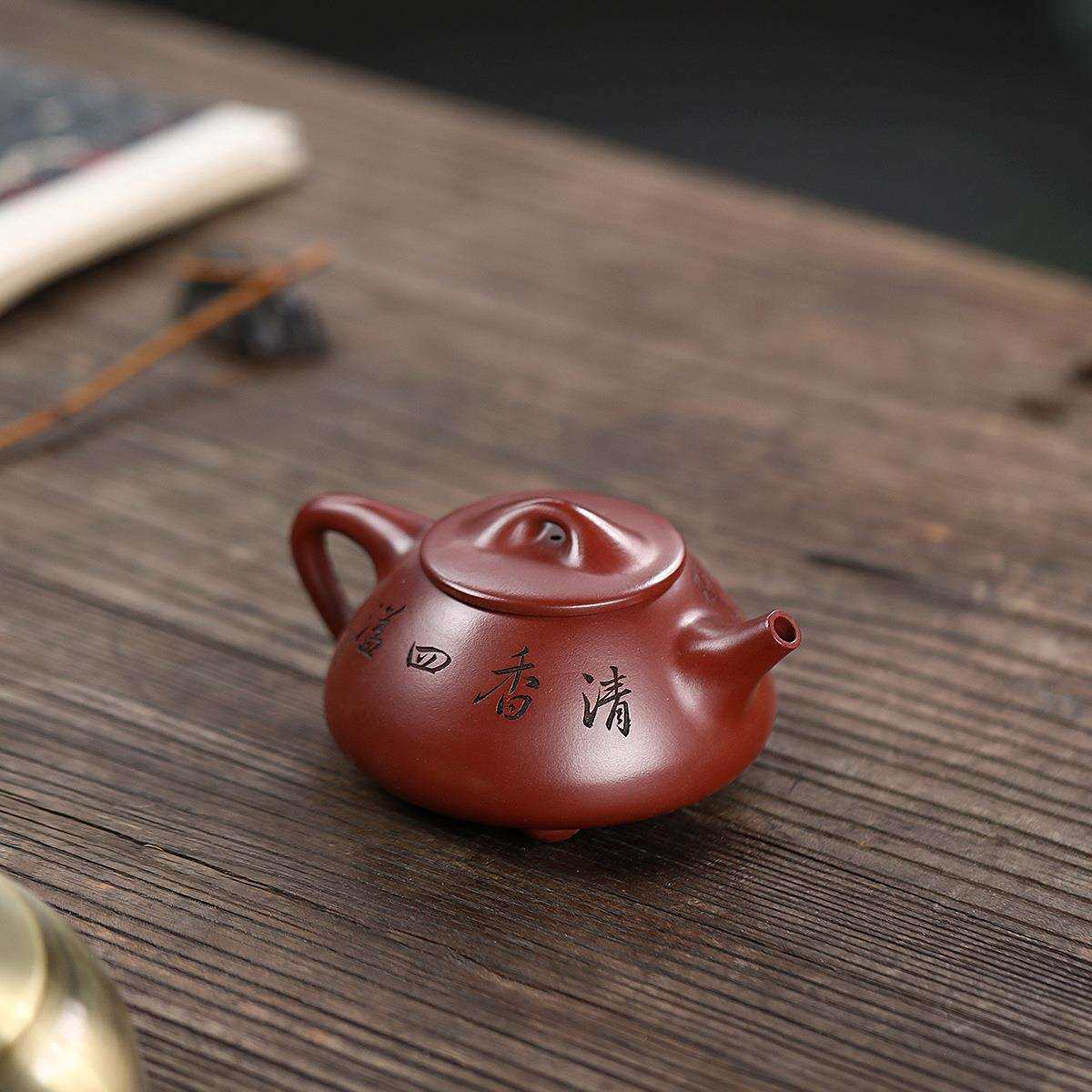 景舟石瓢原矿龙血砂手工字画茶壶宜兴紫砂壶工堂直播供货源头茶具