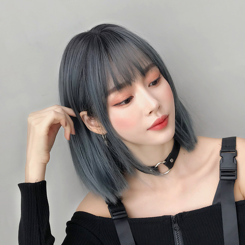 假发女短发漫画刘海锁骨发新式发套LISA同款假发全头套齐肩假发套